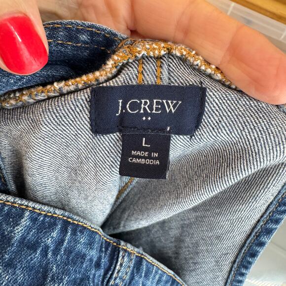 J.Crew Factory Denim Overalls Medium Wash Adjustable Straps Size Large - Picture 4 of 11